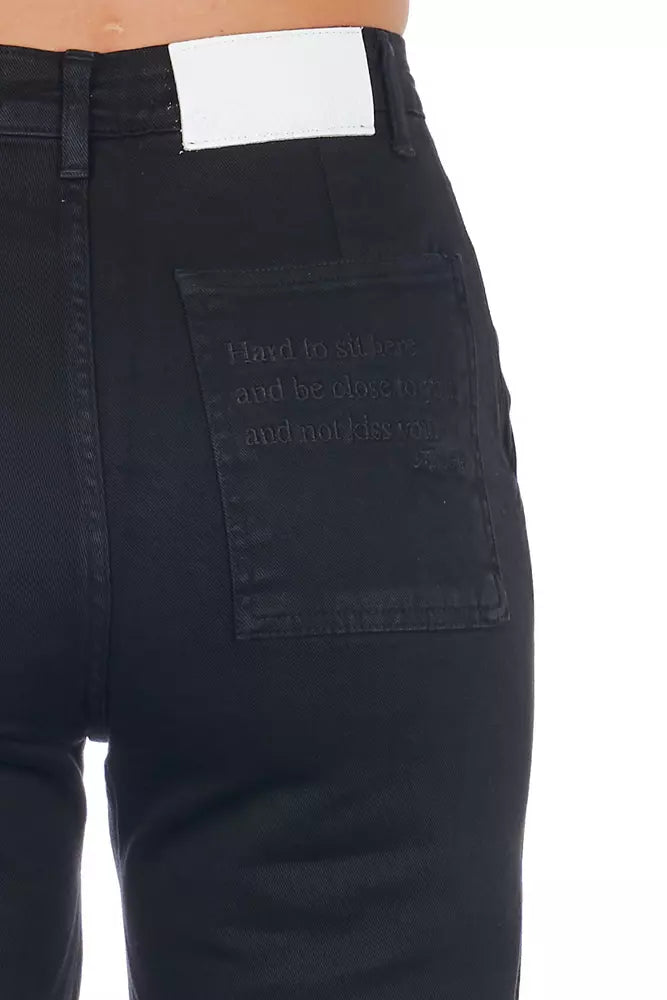 Frankie Morello Black Cotton Women Cropped Trouser Frankie Morello