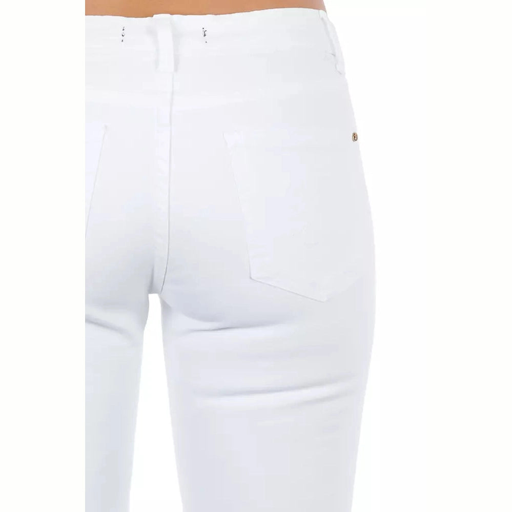 Frankie Morello White Cotton Women Jeans