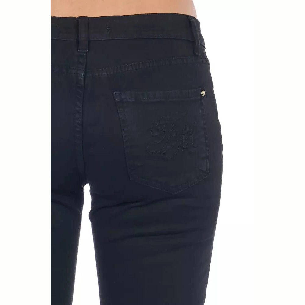 Frankie Morello Black Cotton Women Jeans