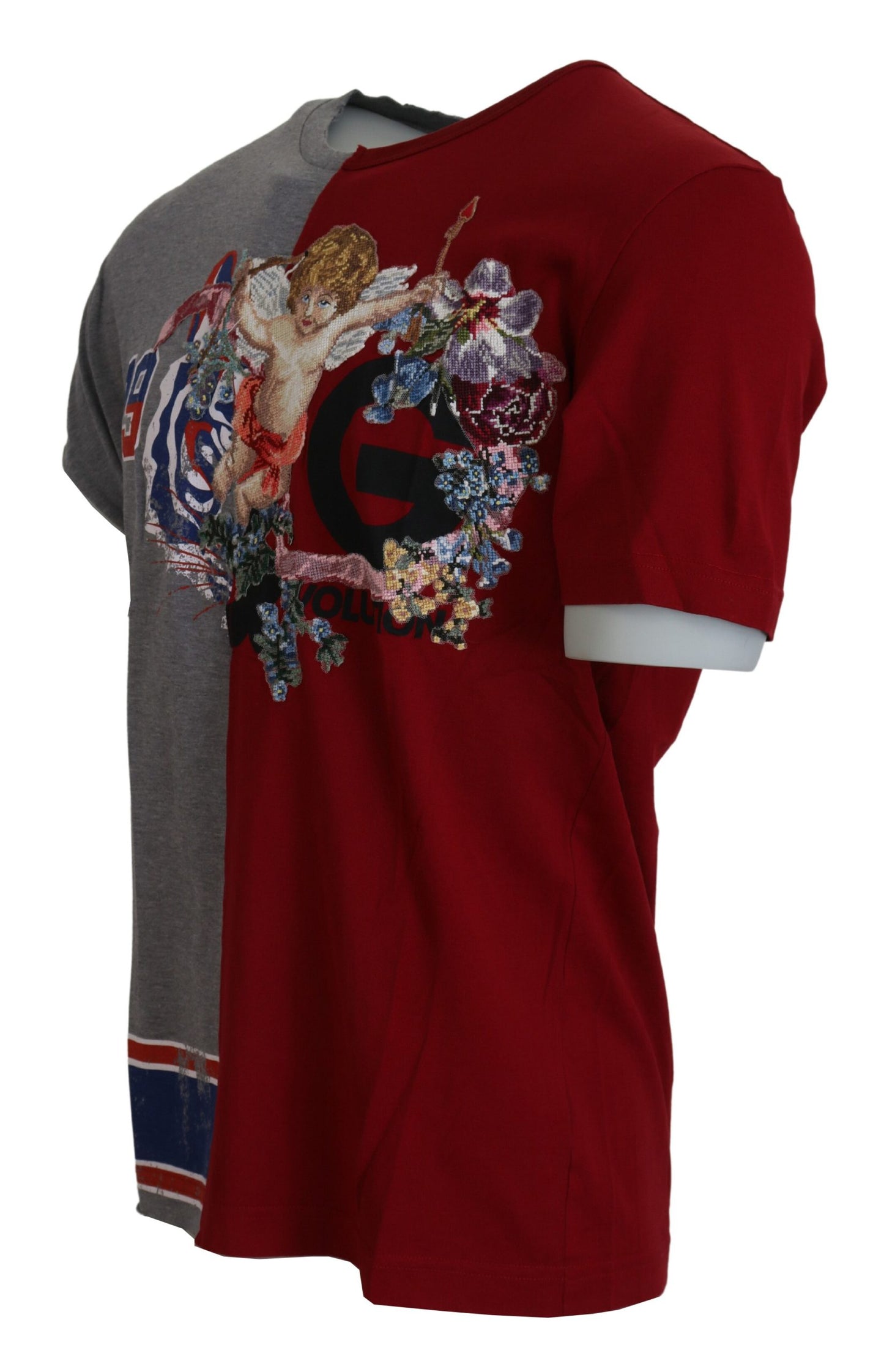 Dolce & Gabbana Red Gray Two Model DG Angel Crewneck T-shirt Dolce & Gabbana