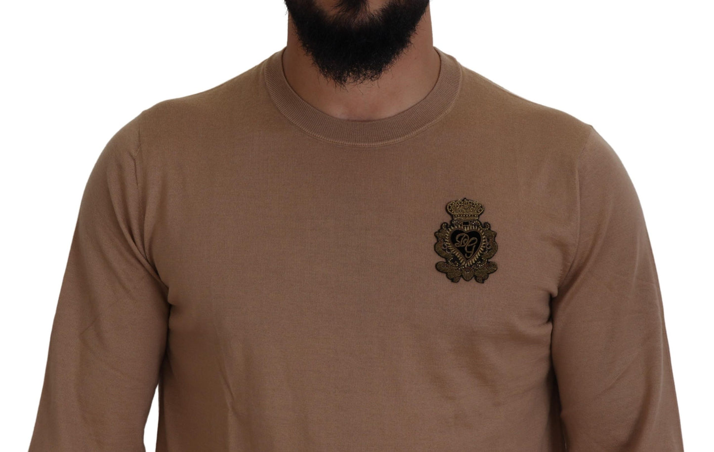 Dolce & Gabbana Beige Cashmere Crown Logo Pullover Sweater Dolce & Gabbana