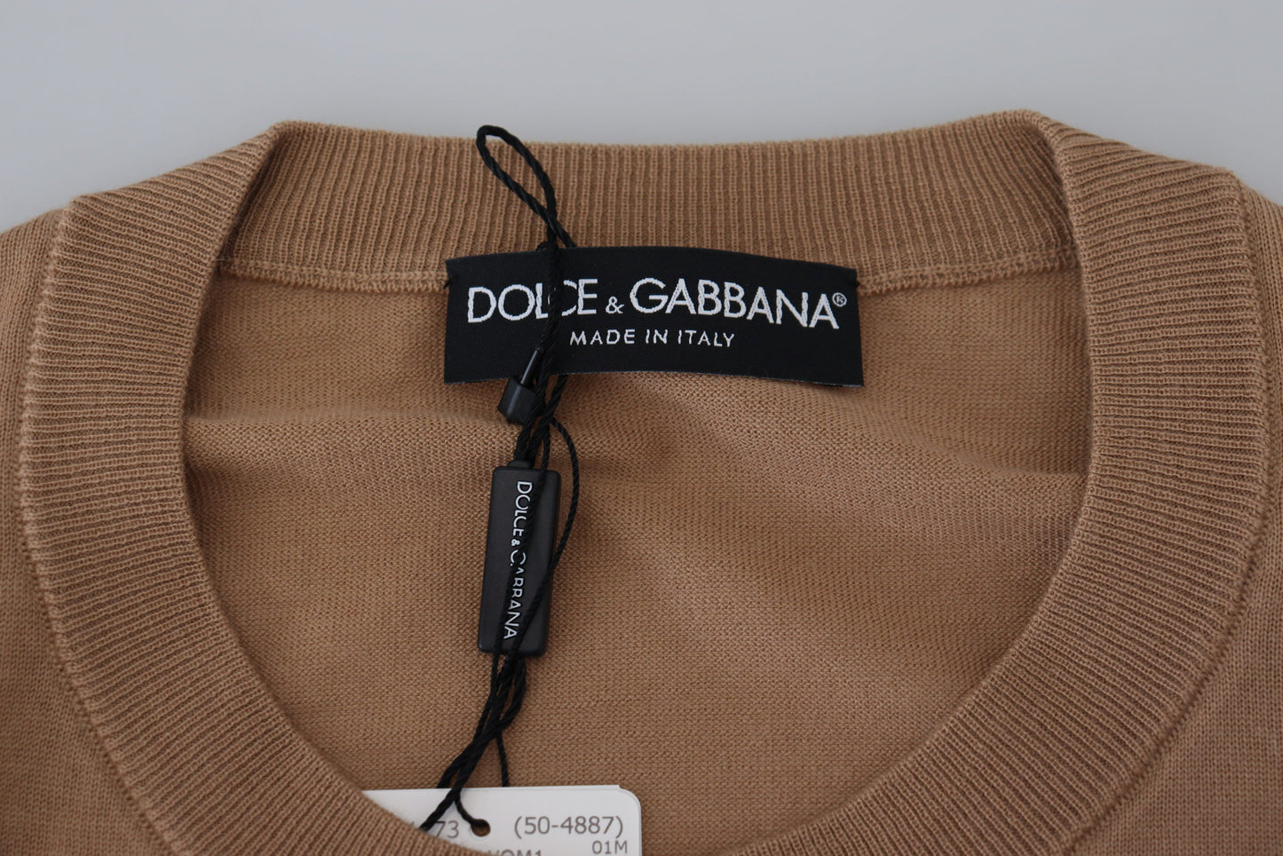 Dolce & Gabbana Beige Cashmere Crown Logo Pullover Sweater Dolce & Gabbana