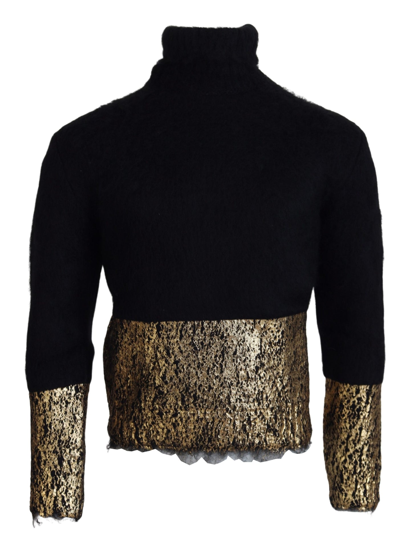 Dolce & Gabbana Black Gold Turtleneck Mohair Pullover Mens Sweater Dolce & Gabbana