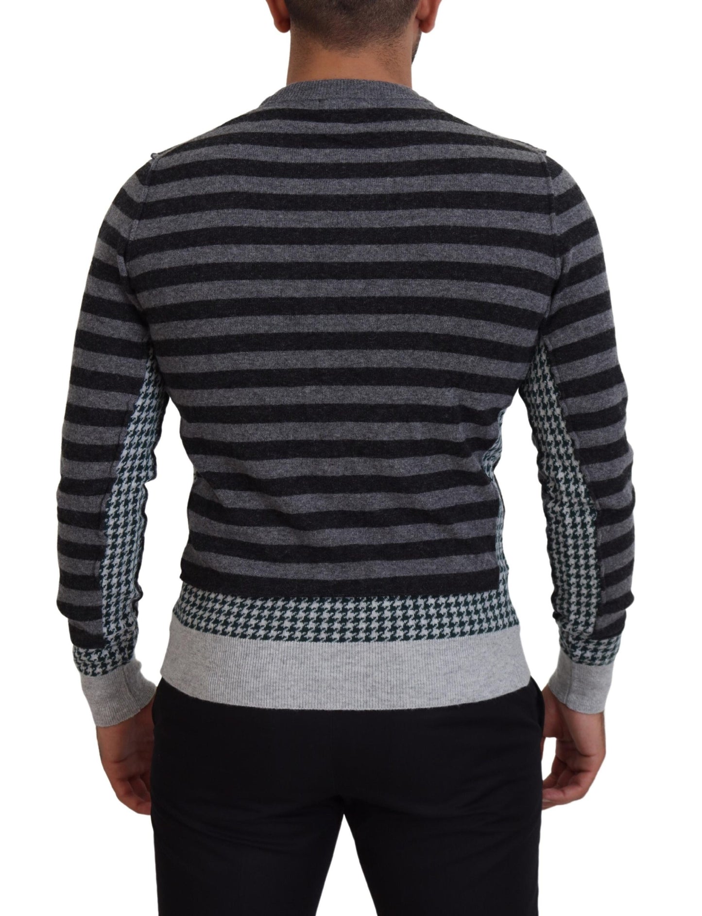 Dolce & Gabbana Black Gray Wool Logo Pullover Sweater Dolce & Gabbana