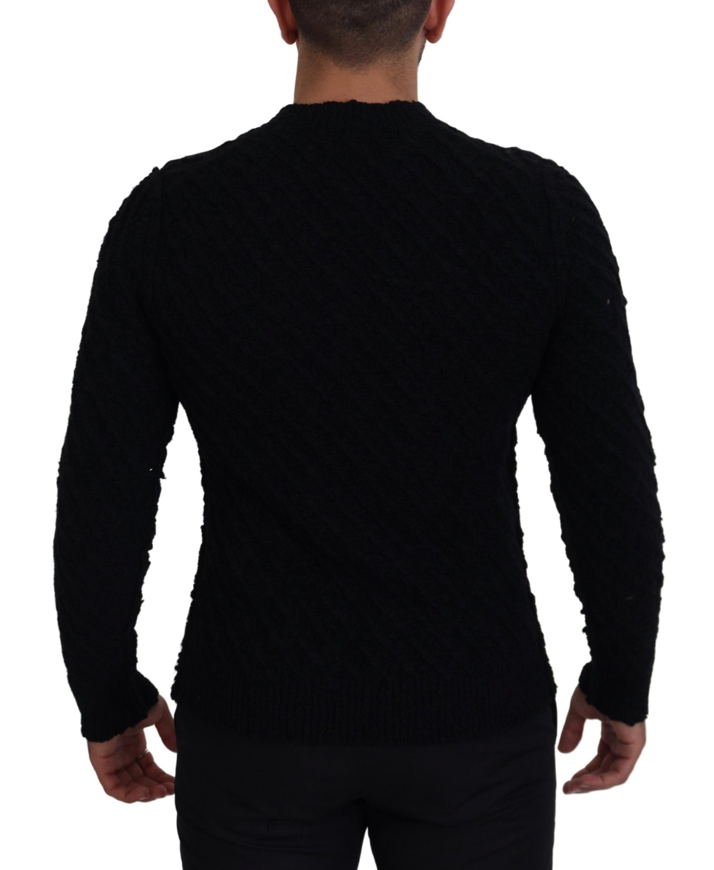 Dolce & Gabbana Black Wool V-neck Knitted Pullover Sweater Dolce & Gabbana
