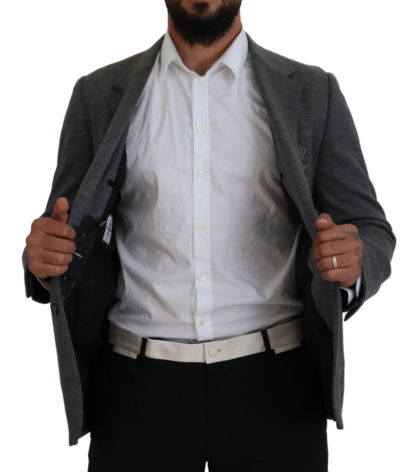 Dolce & Gabbana Gray Wool Stretch Slim Fit Jacket Blazer Dolce & Gabbana