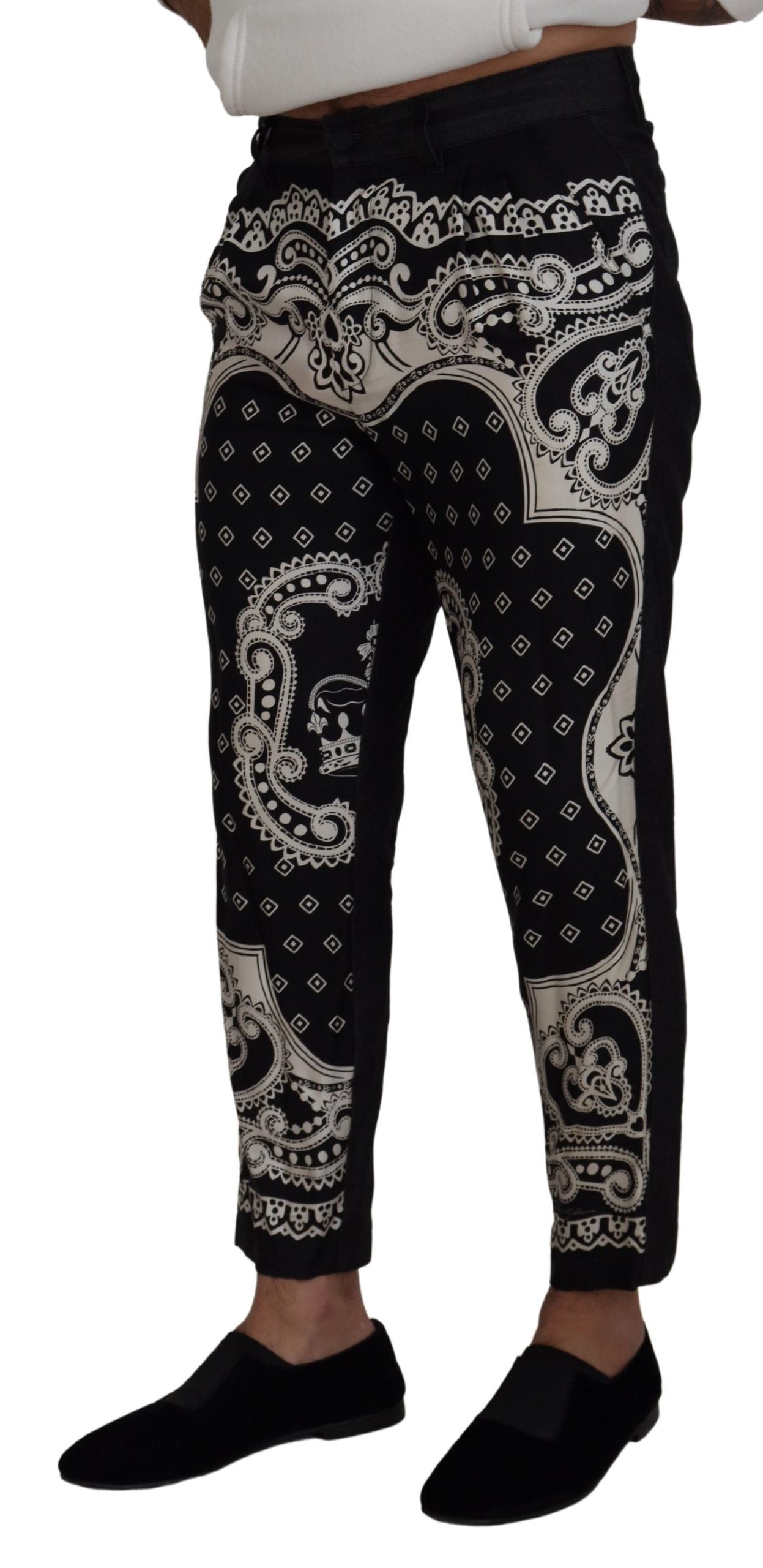Dolce & Gabbana Black Silk Bandana Print Pants Dolce & Gabbana