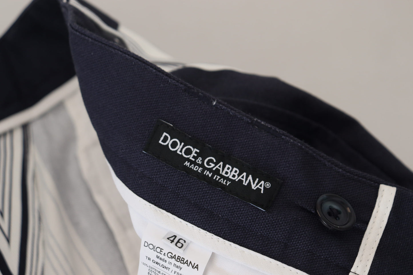 Dolce & Gabbana White Cotton Striped Cropped Pants Dolce & Gabbana