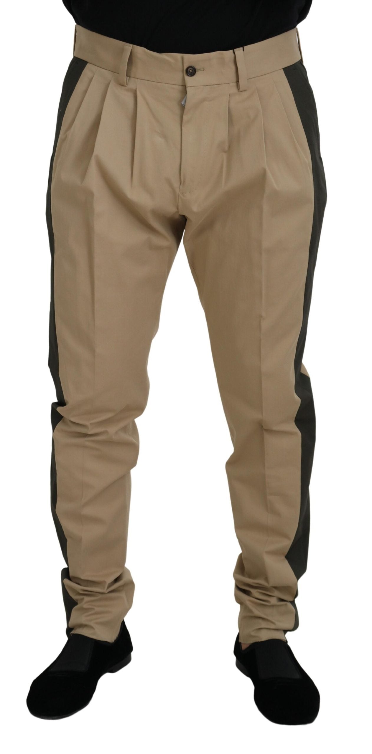 Dolce & Gabbana Brown Black Cotton Chino Men Pants Dolce & Gabbana