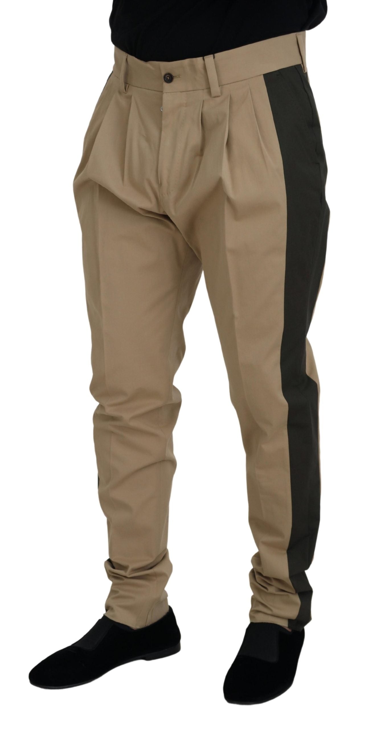 Dolce & Gabbana Brown Black Cotton Chino Men Pants Dolce & Gabbana