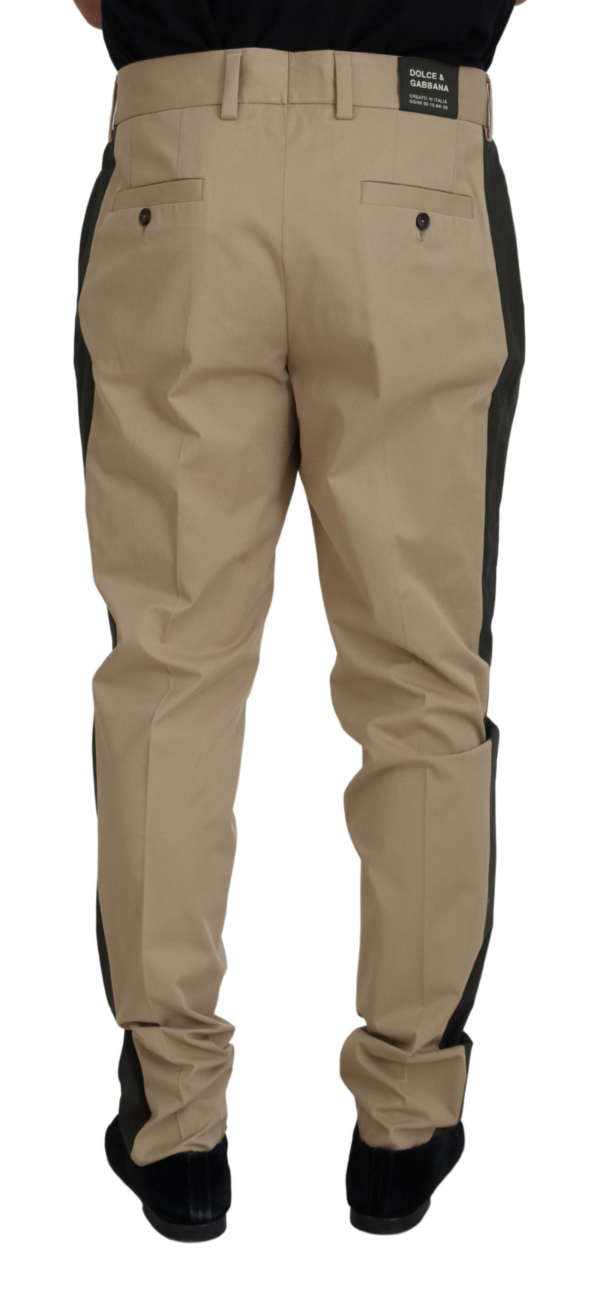 Dolce & Gabbana Brown Black Cotton Chino Men Pants Dolce & Gabbana