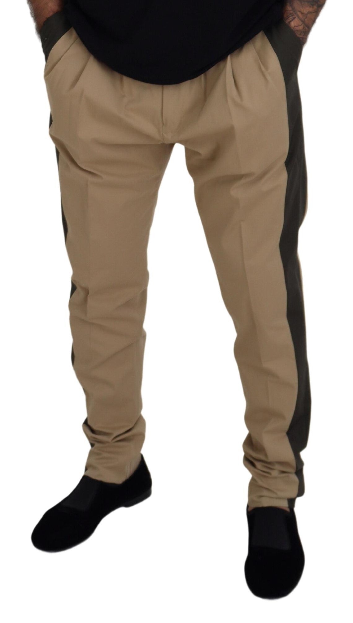 Dolce & Gabbana Brown Black Cotton Chino Men Pants Dolce & Gabbana