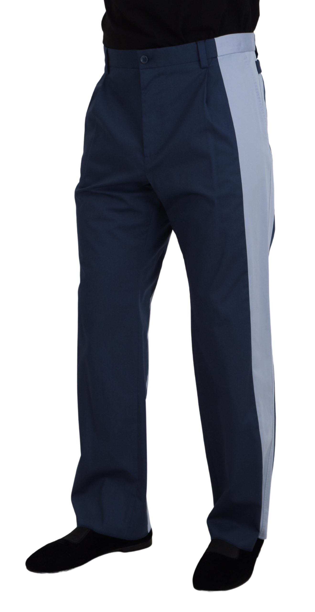 Dolce & Gabbana Blue Cotton Straight Fit Pants Dolce & Gabbana
