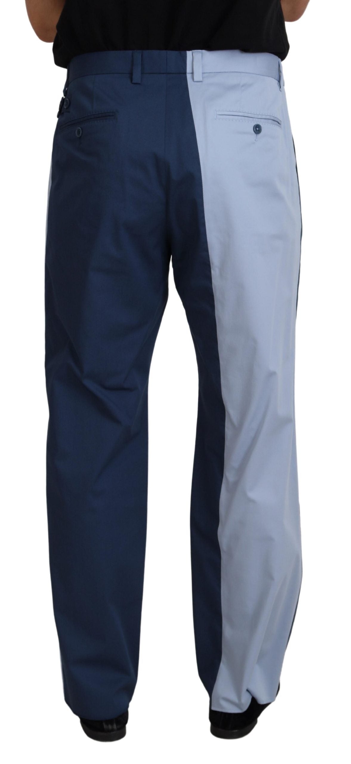 Dolce & Gabbana Blue Cotton Straight Fit Pants Dolce & Gabbana
