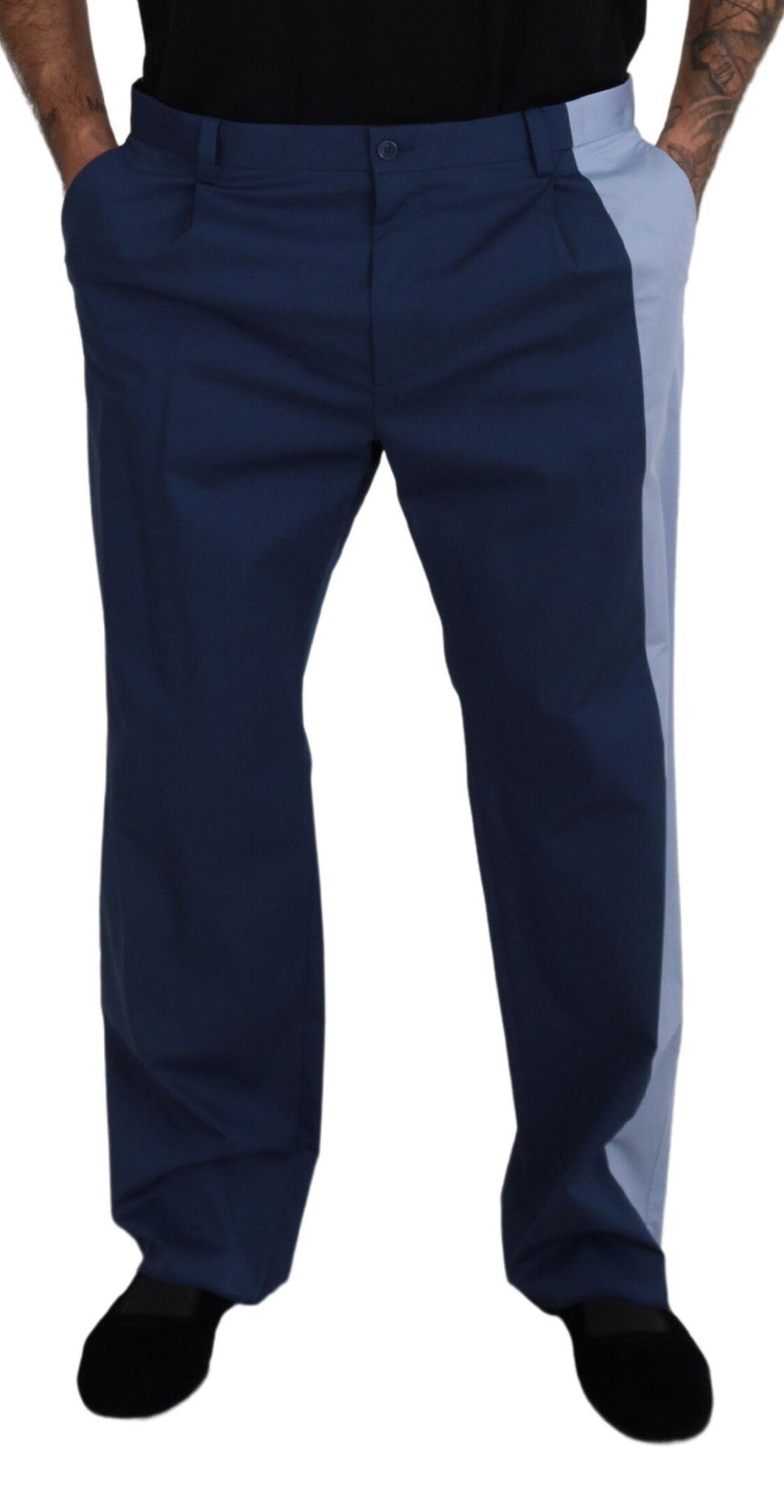 Dolce & Gabbana Blue Cotton Straight Fit Pants Dolce & Gabbana