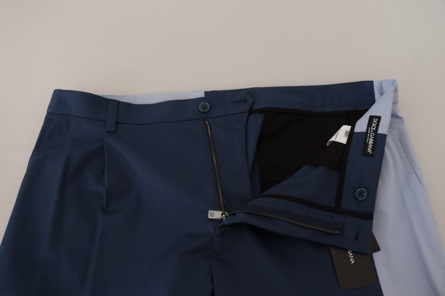 Dolce & Gabbana Blue Cotton Straight Fit Pants Dolce & Gabbana