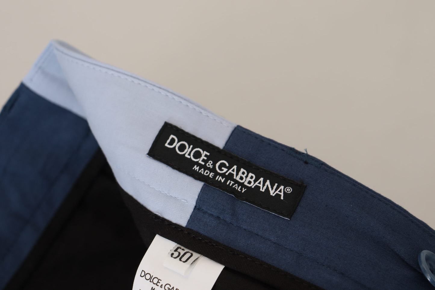 Dolce & Gabbana Blue Cotton Straight Fit Pants Dolce & Gabbana