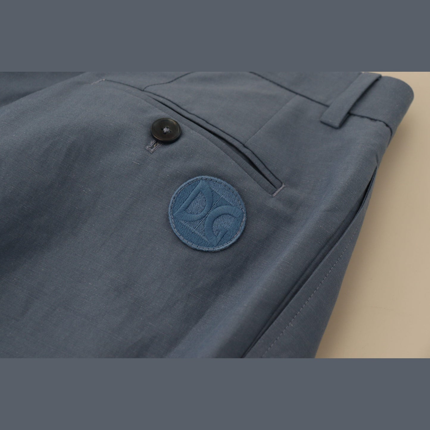 Dolce & Gabbana Blue Linen Chino Formal Pants