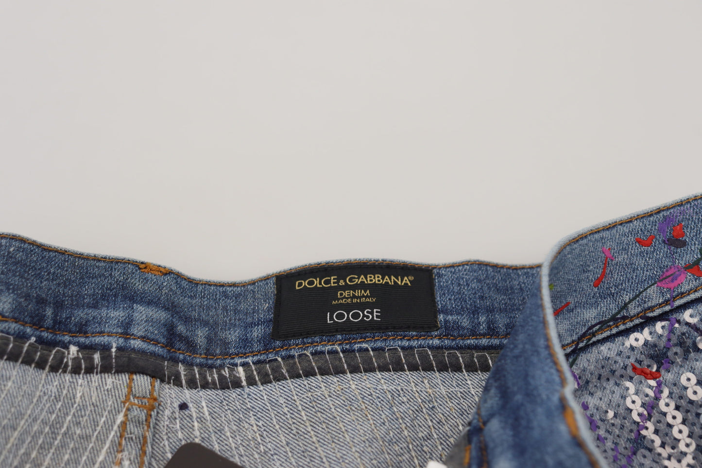 Dolce & Gabbana Blue Cotton Color Splash Print Denim Jeans Dolce & Gabbana