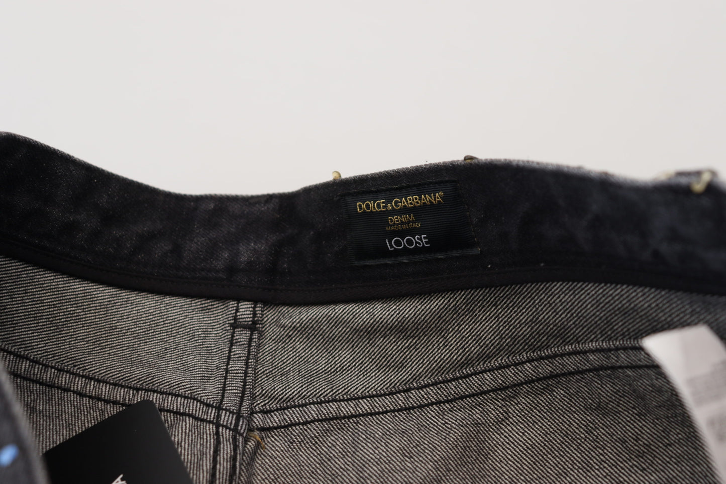 Dolce & Gabbana Black Multicolor Print Tattered Denim Jeans Dolce & Gabbana