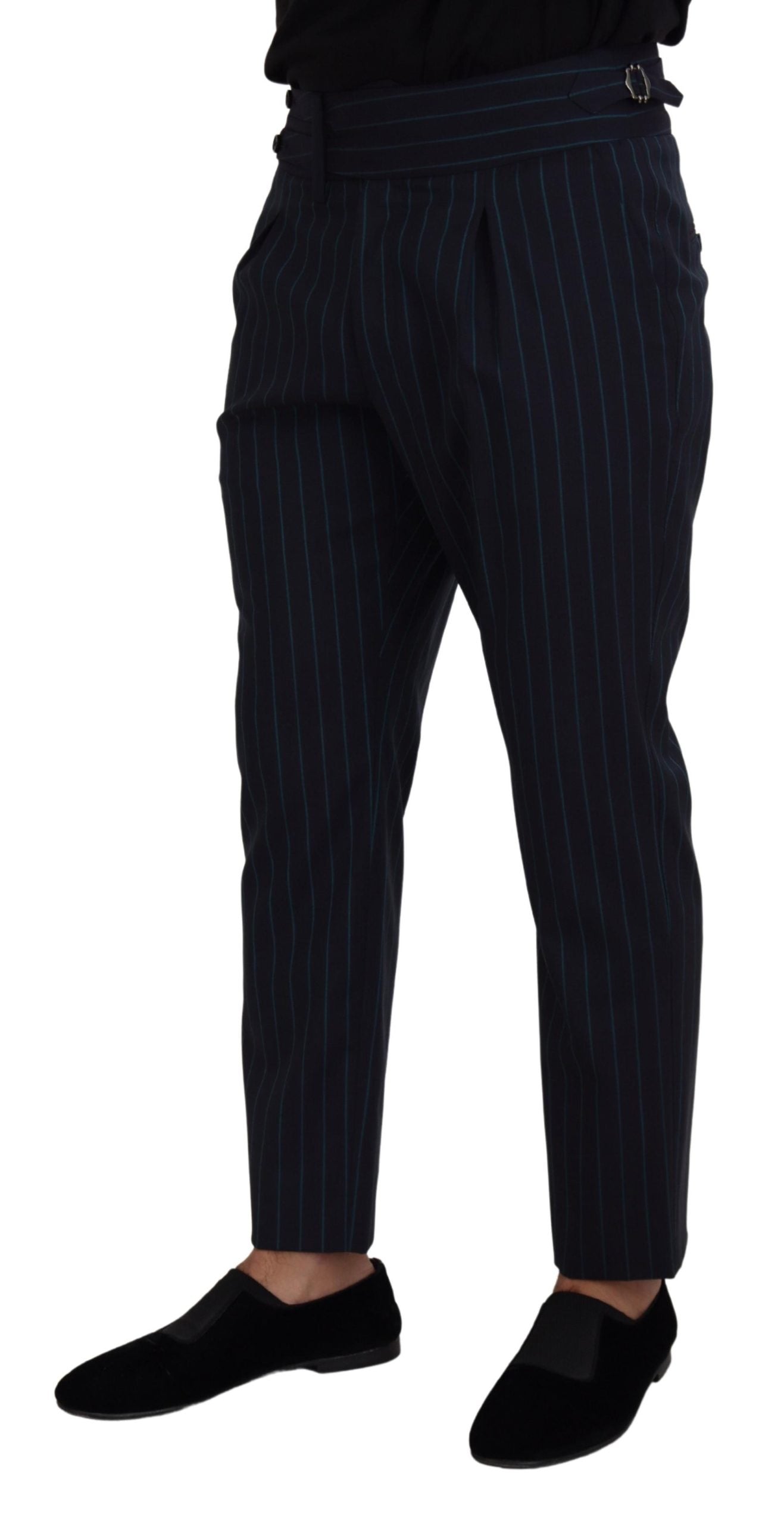 Dolce & Gabbana Blue Striped Men Formal Pants Dolce & Gabbana