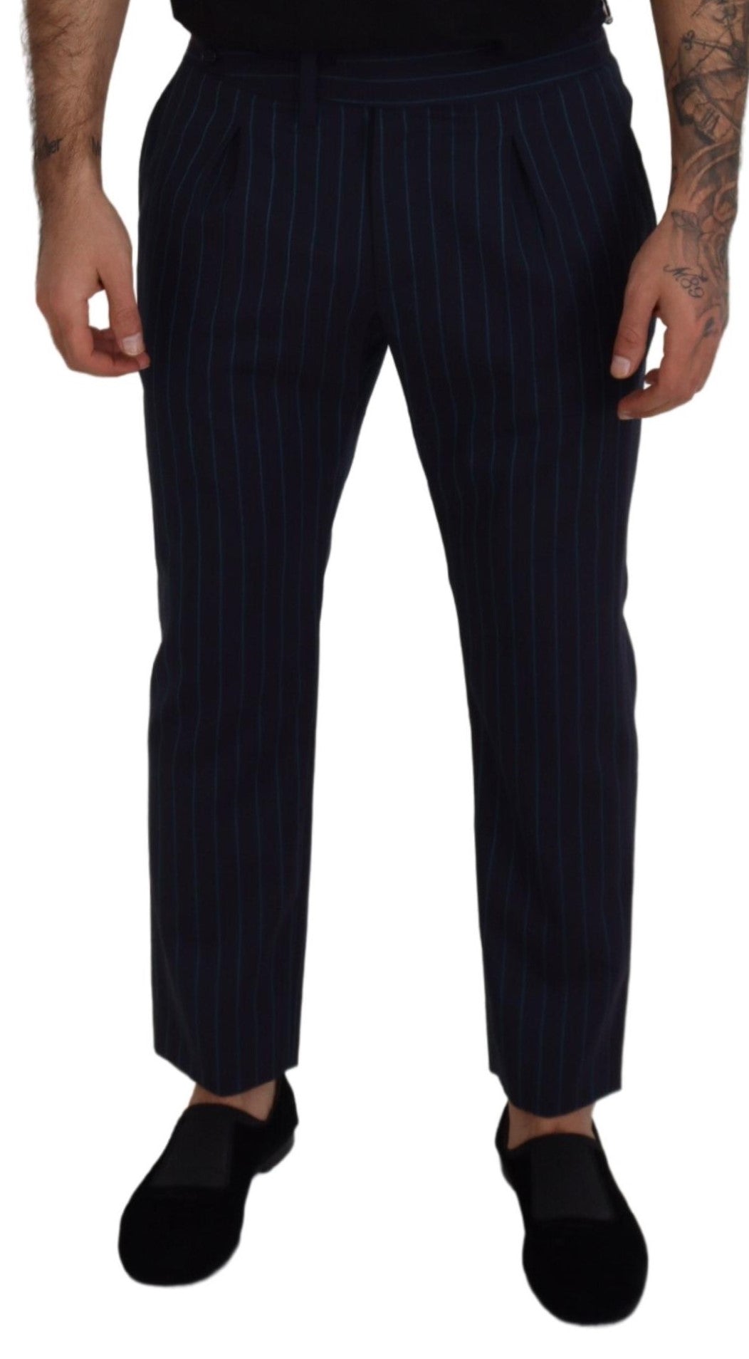Dolce & Gabbana Blue Striped Men Formal Pants Dolce & Gabbana
