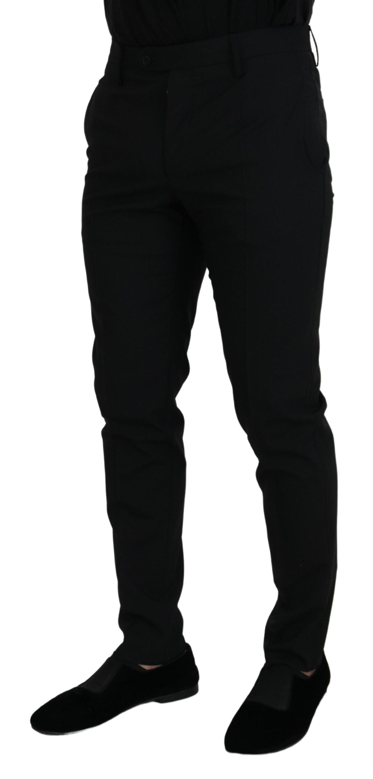 Dolce & Gabbana Black Polyester Chino Formal Pants Dolce & Gabbana
