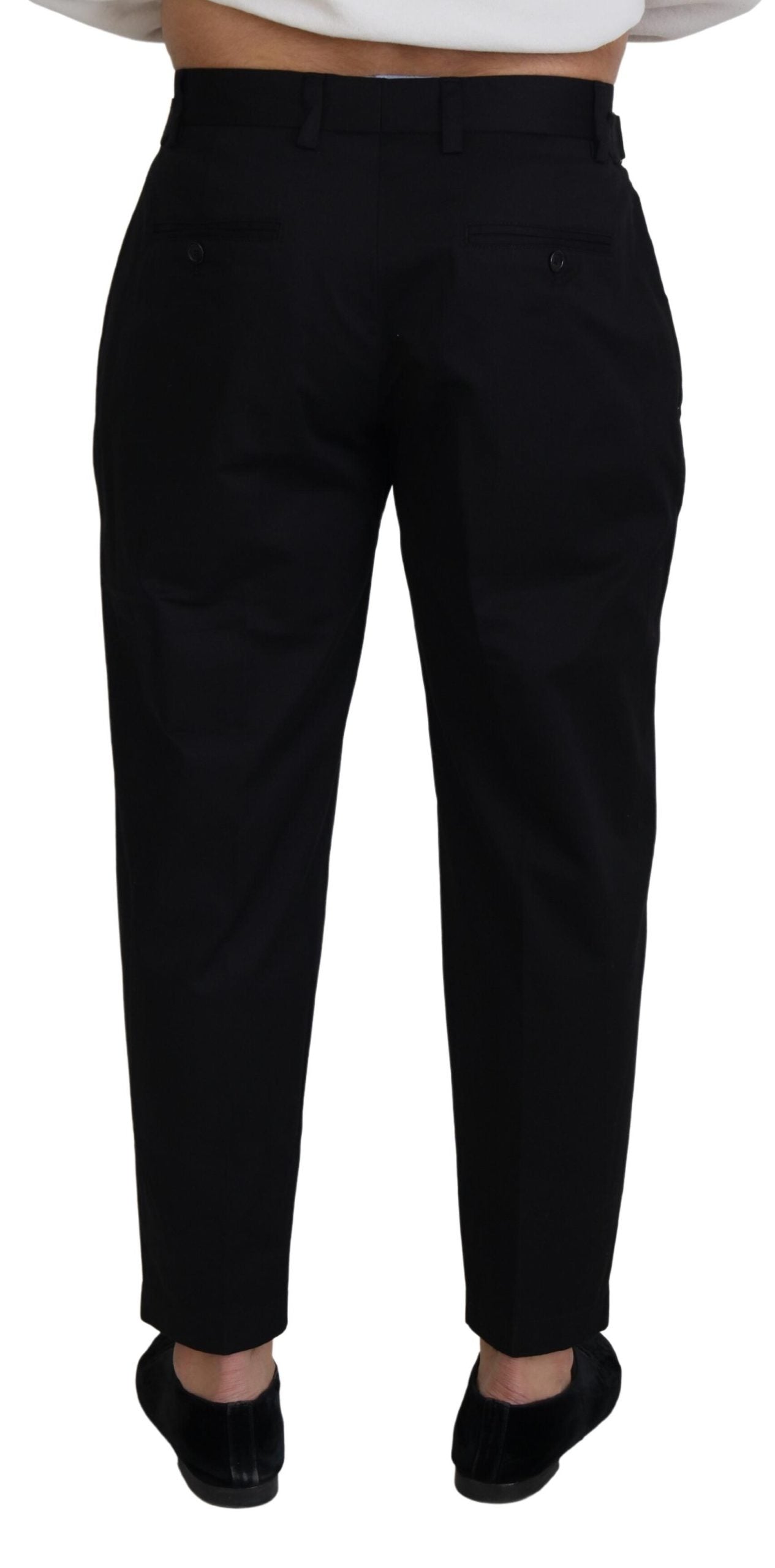 Dolce & Gabbana Black Cotton Chino Formal Pants Dolce & Gabbana