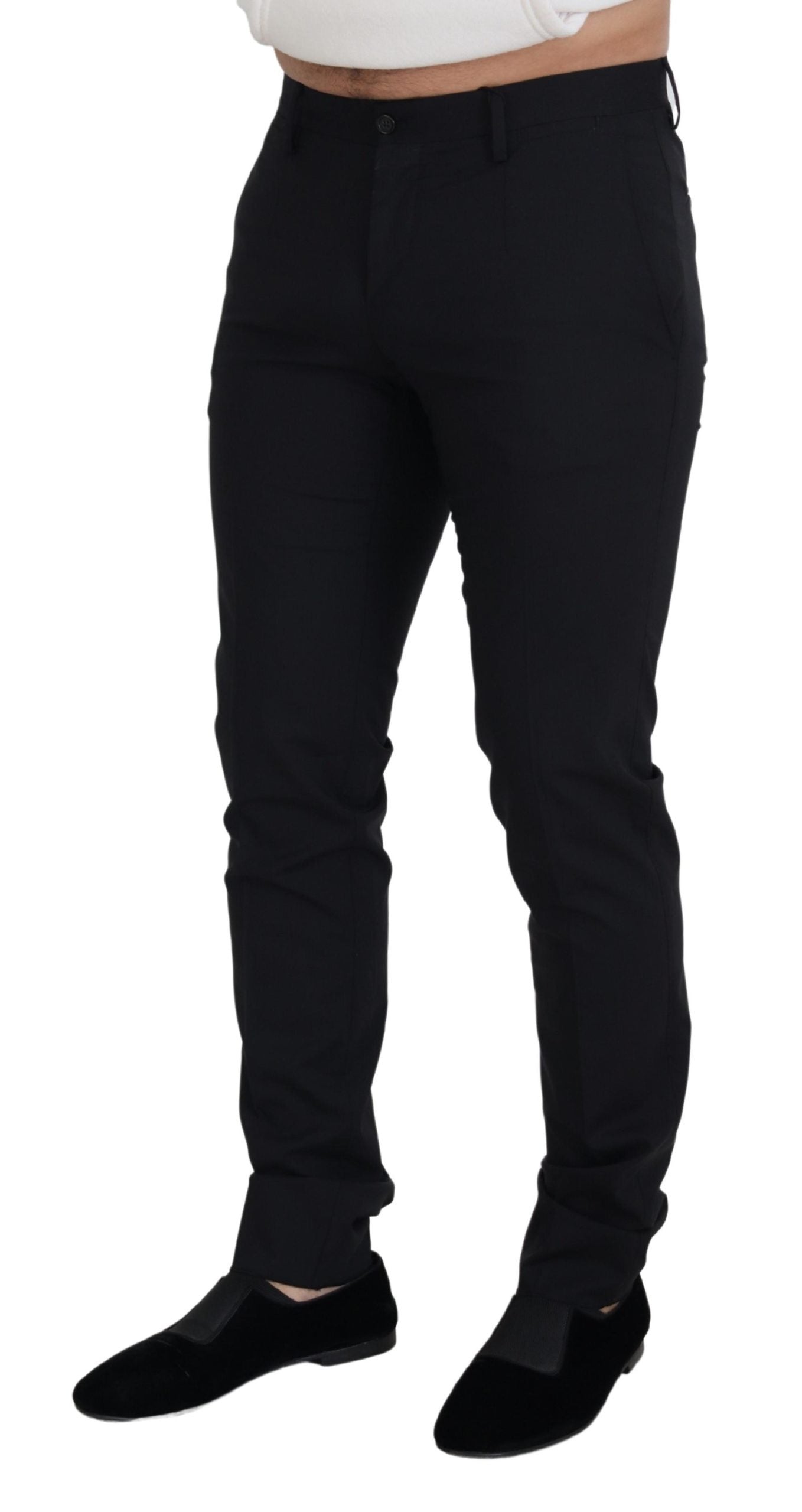Dolce & Gabbana Black Wool Chino Formal Pants Dolce & Gabbana