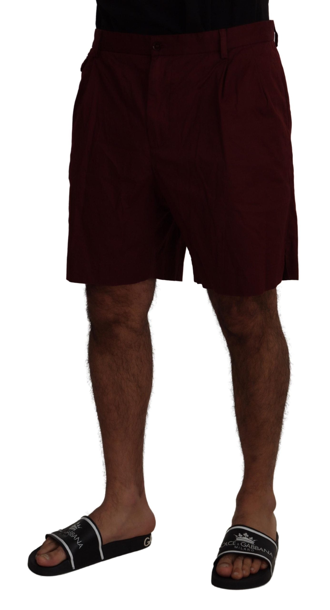 Dolce & Gabbana Maroon Cotton Bermuda Casual Shorts Dolce & Gabbana