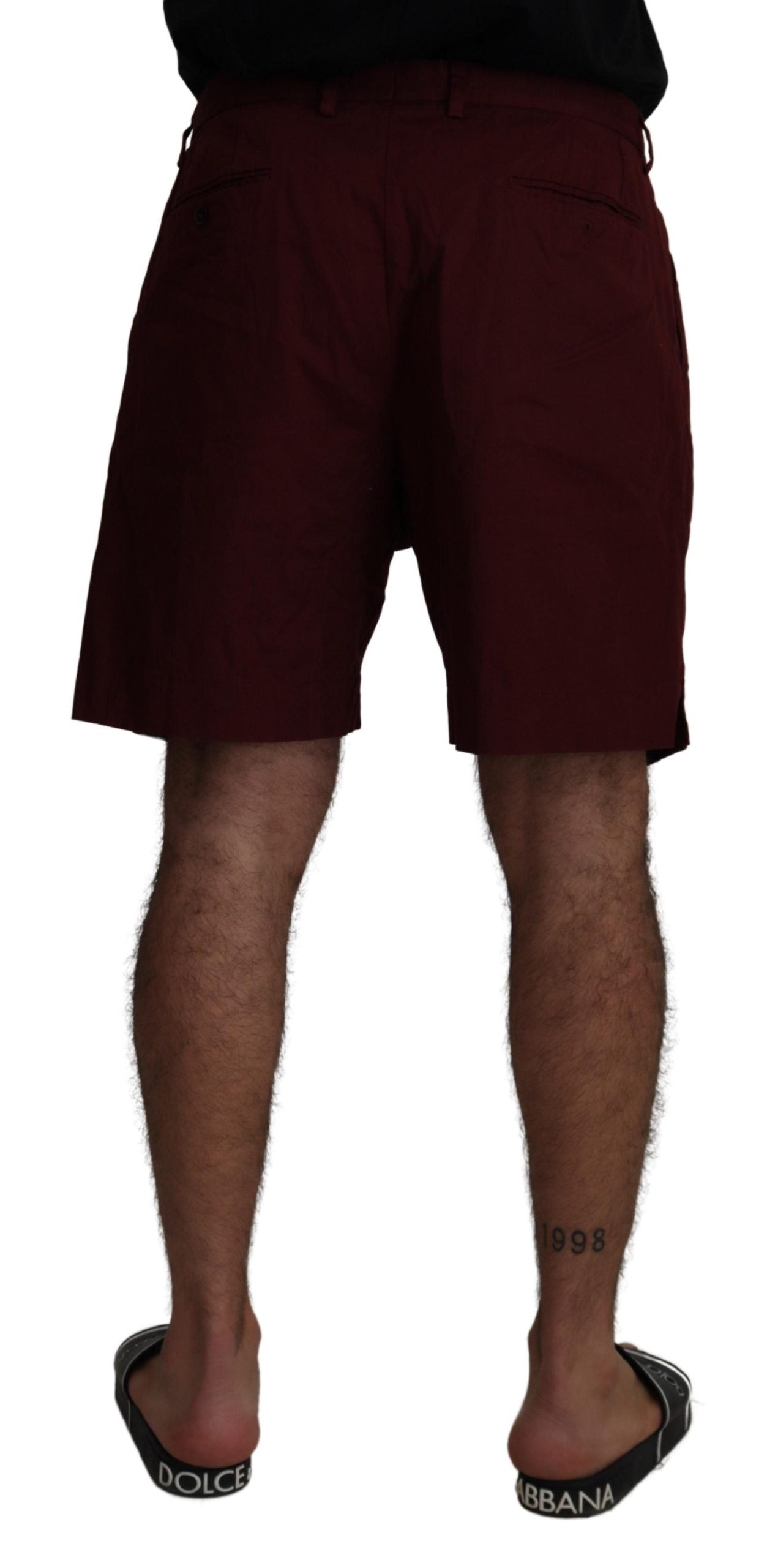 Dolce & Gabbana Maroon Cotton Bermuda Casual Shorts Dolce & Gabbana