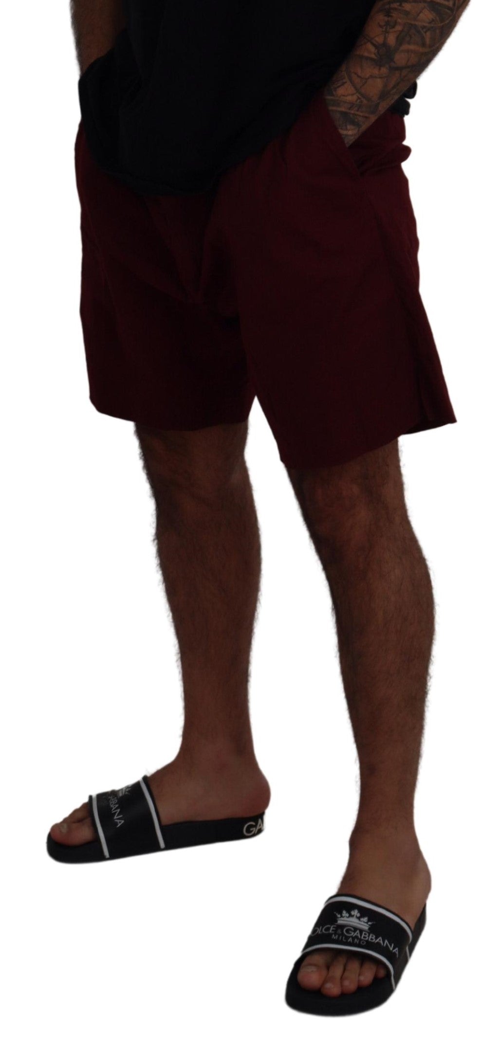 Dolce & Gabbana Maroon Cotton Bermuda Casual Shorts Dolce & Gabbana