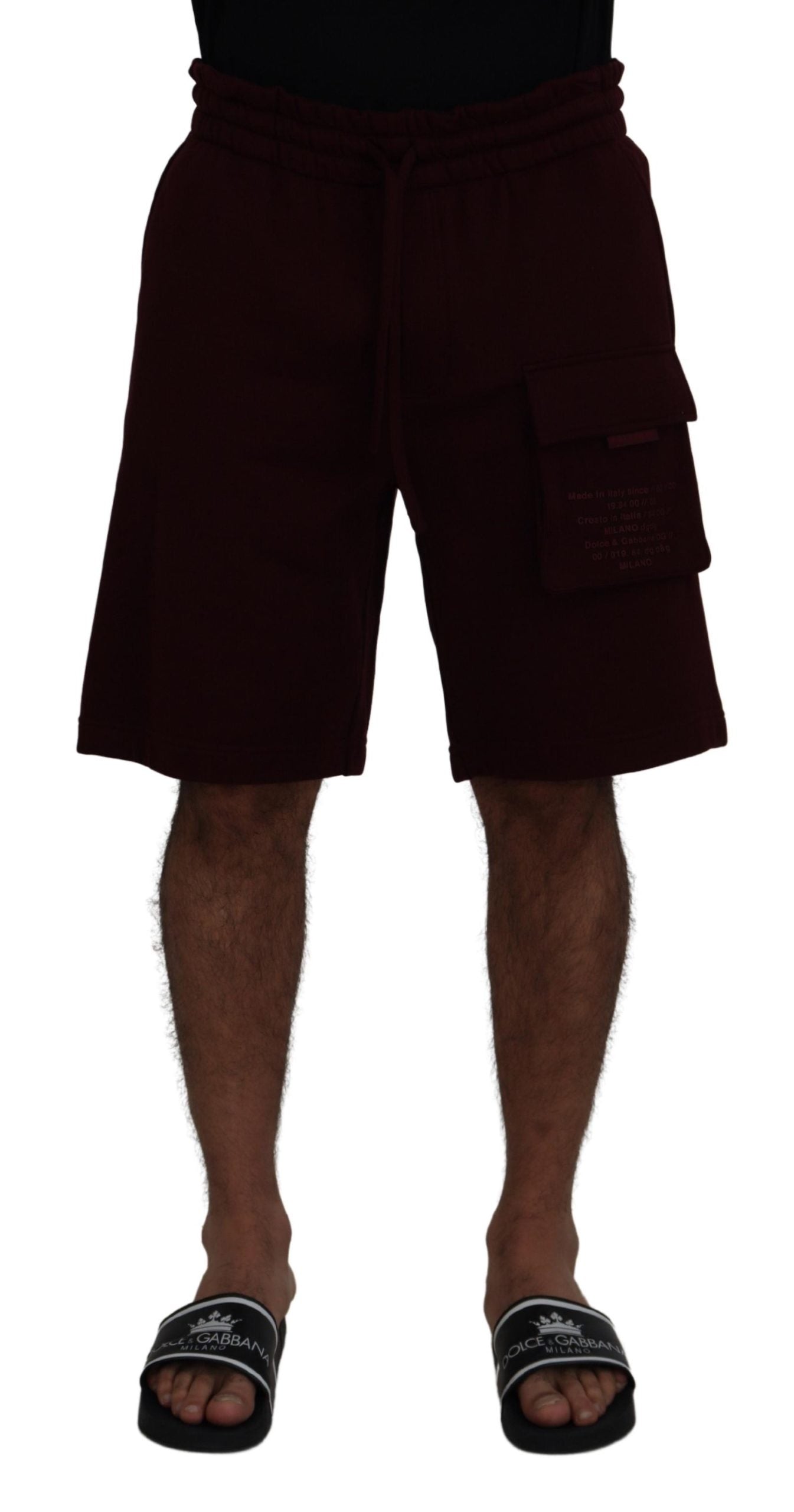 Dolce & Gabbana Maroon Bermuda Cargo Men Shorts Dolce & Gabbana