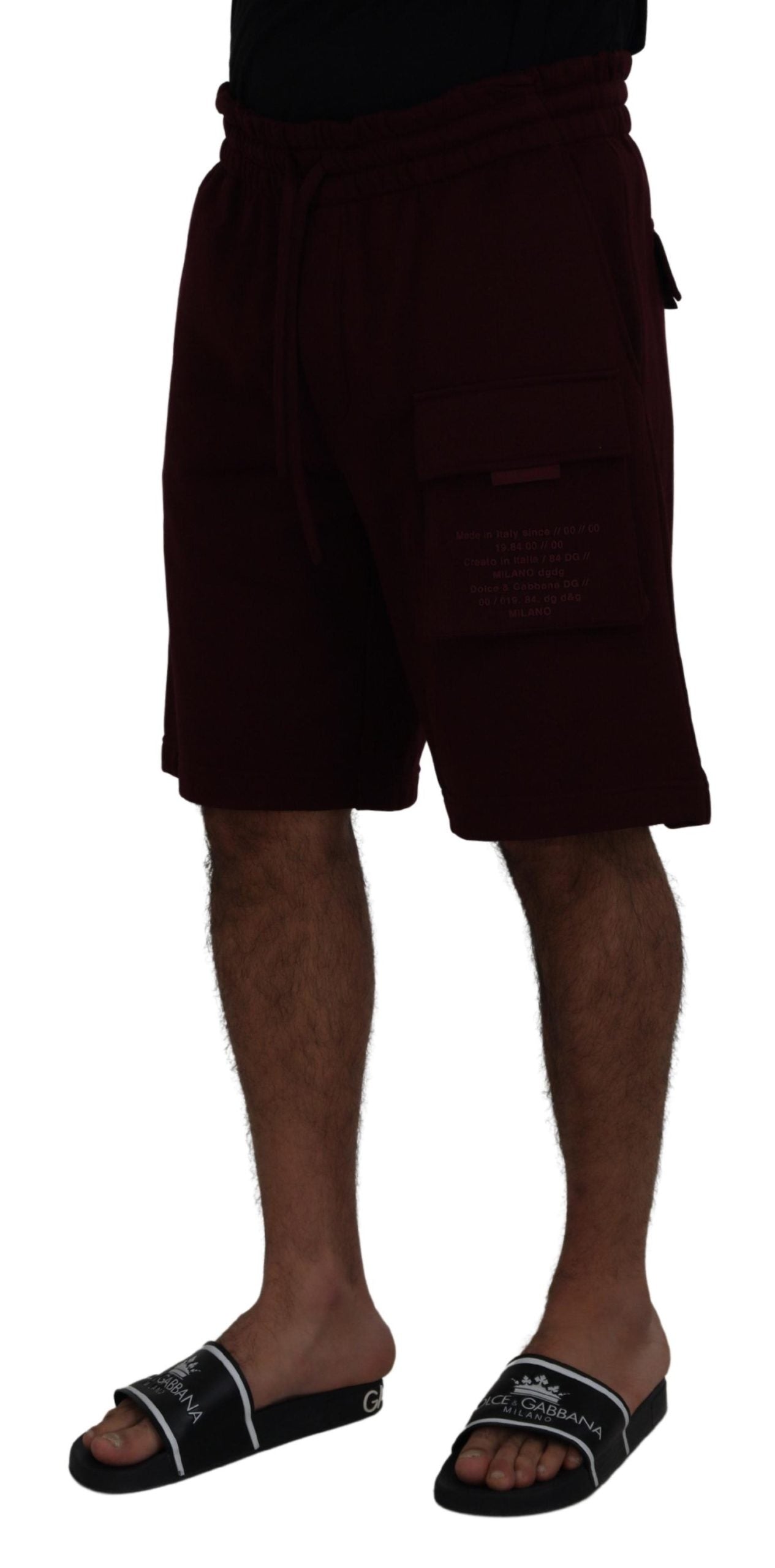 Dolce & Gabbana Maroon Bermuda Cargo Men Shorts Dolce & Gabbana