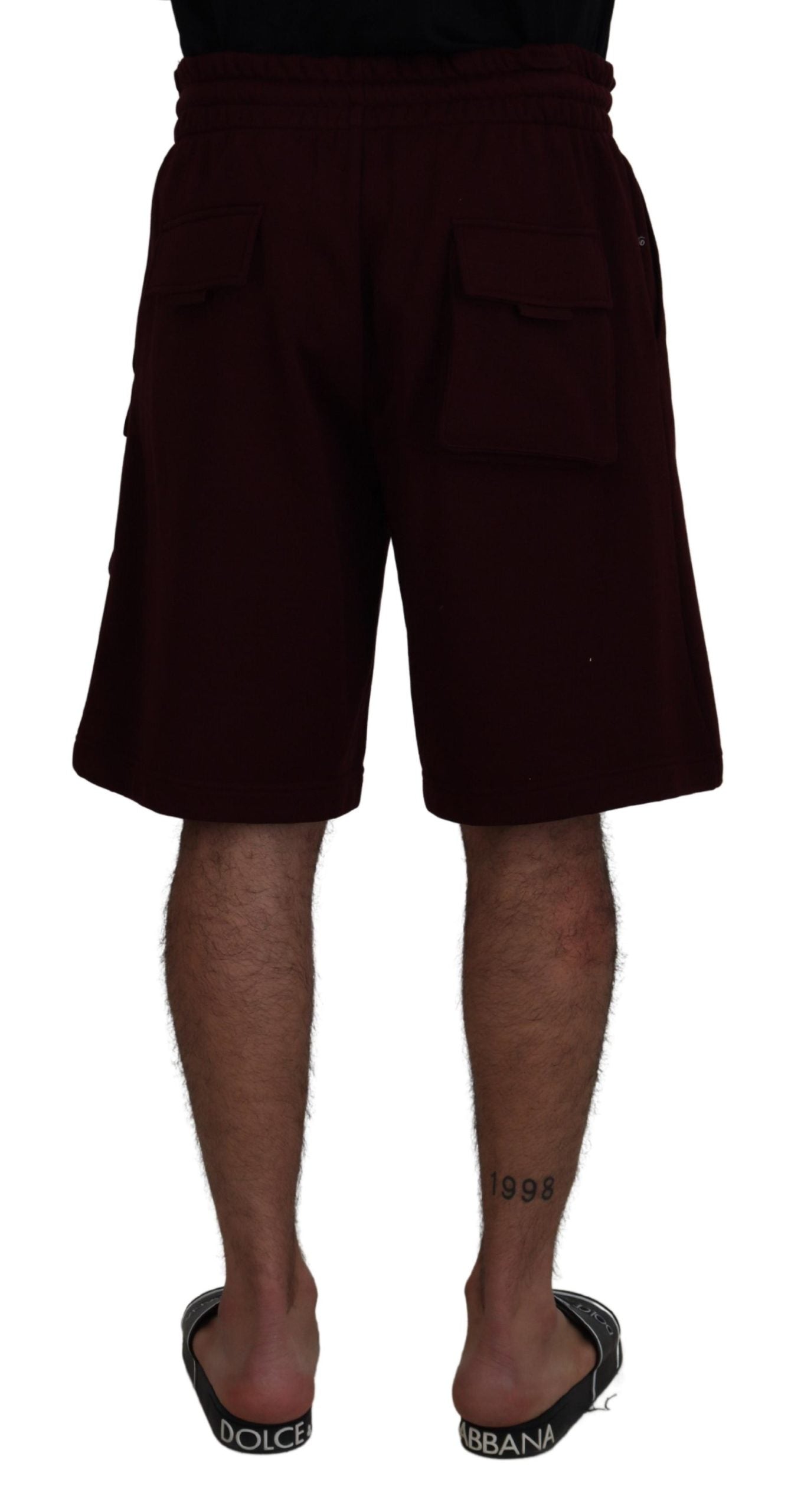 Dolce & Gabbana Maroon Bermuda Cargo Men Shorts Dolce & Gabbana