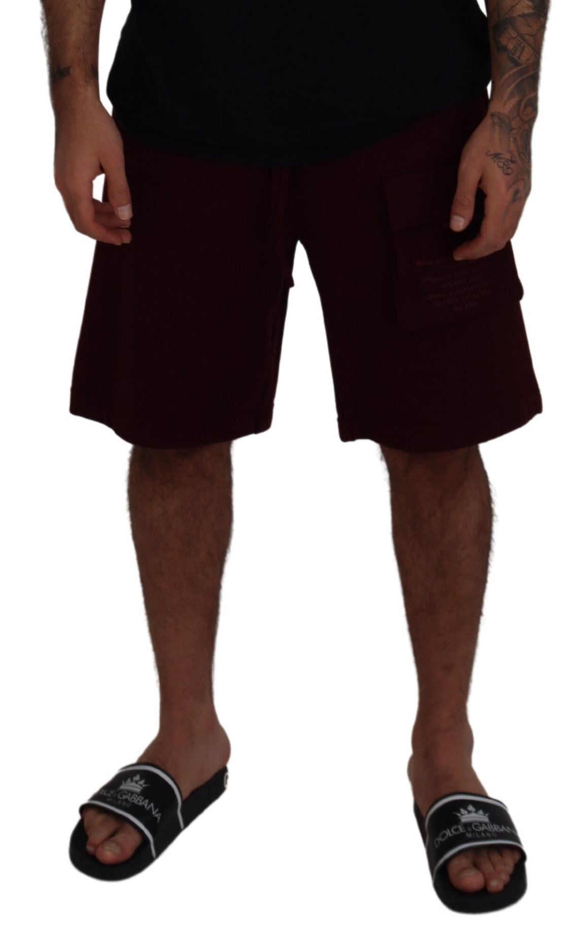 Dolce & Gabbana Maroon Bermuda Cargo Men Shorts Dolce & Gabbana
