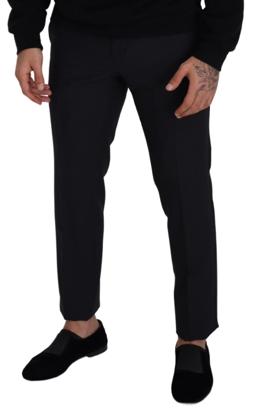 Dolce & Gabbana Black Wool Men Formal Pants Dolce & Gabbana