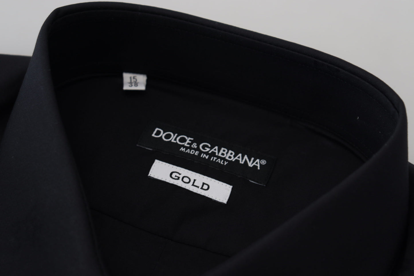 Dolce & Gabbana Black Cotton Slim Fit Formal Dress GOLD Shirt Dolce & Gabbana