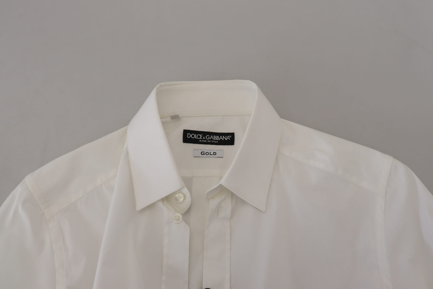 Dolce & Gabbana White Cotton Slim Fit Formal Dress GOLD Shirt Dolce & Gabbana