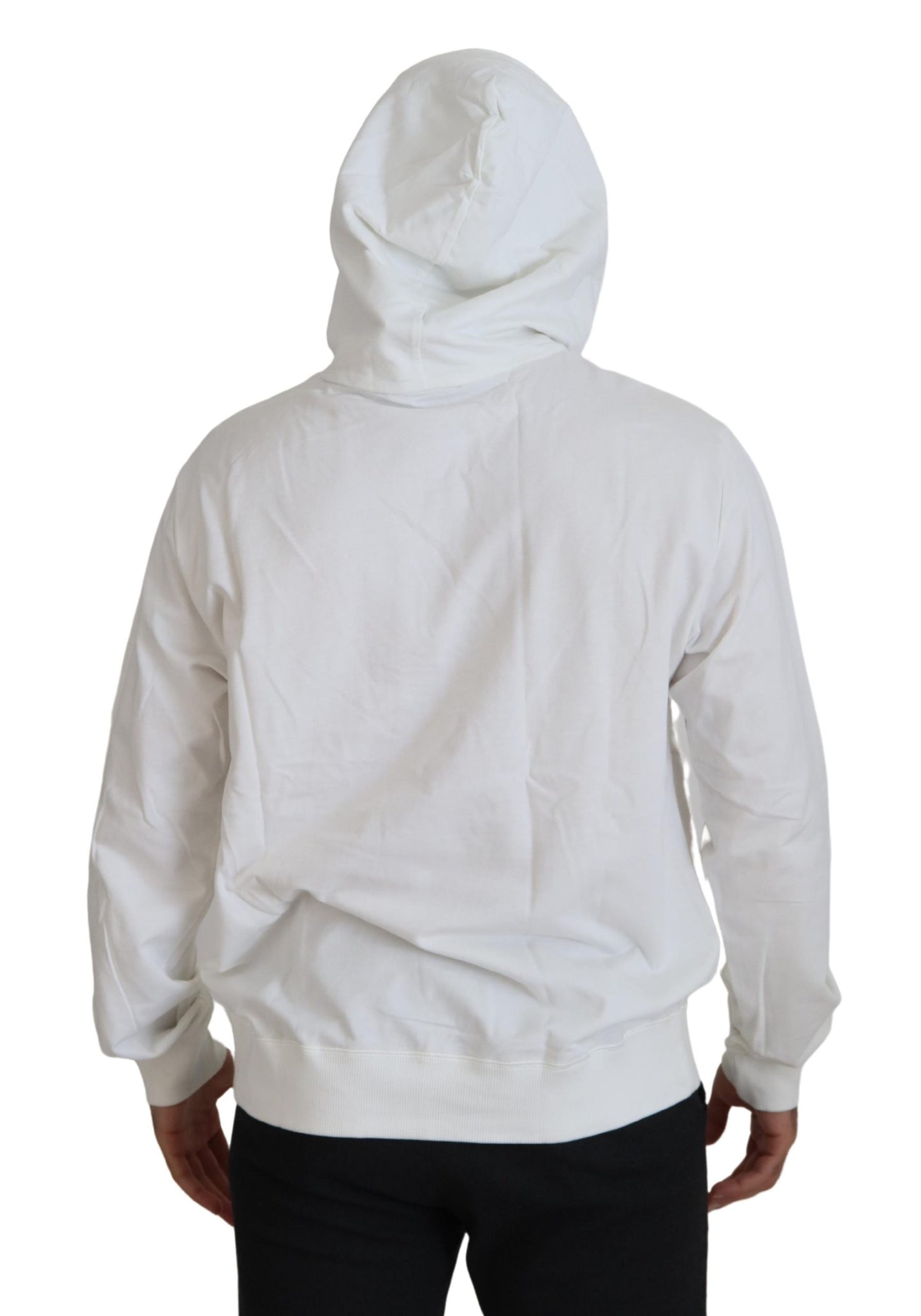 Dolce & Gabbana White Cotton Hooded Sweatshirt Sweater Dolce & Gabbana