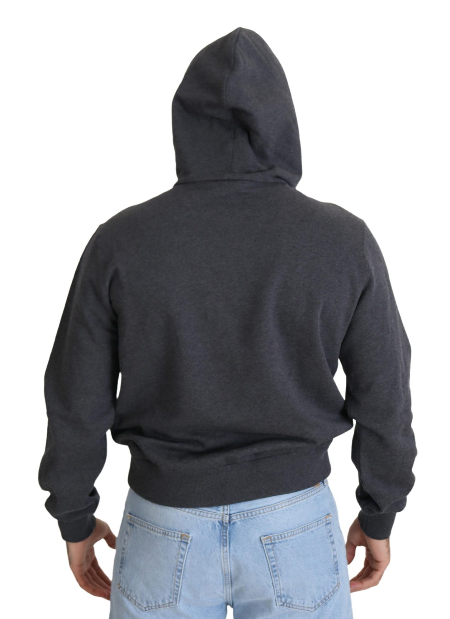 Dolce & Gabbana Gray Logo Cotton Hooded Sweatshirt Sweater Dolce & Gabbana