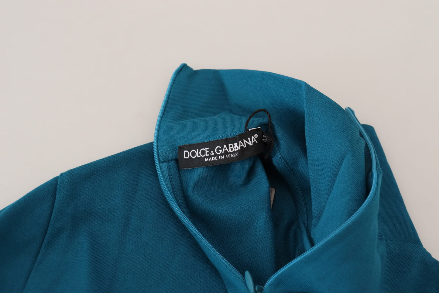 Dolce & Gabbana Blue Cotton Collared Slim Pullover Sweater Dolce & Gabbana