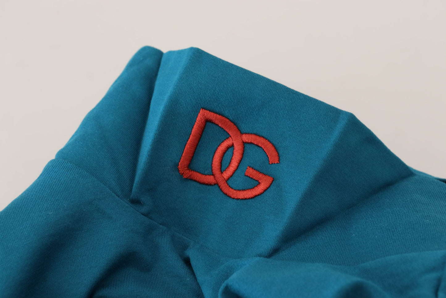 Dolce & Gabbana Blue Cotton Collared Slim Pullover Sweater Dolce & Gabbana