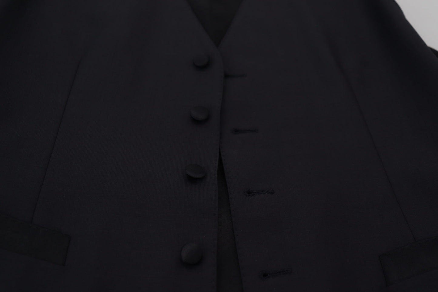 Dolce & Gabbana Black Wool Stretch Waistcoat Formal Vest Dolce & Gabbana