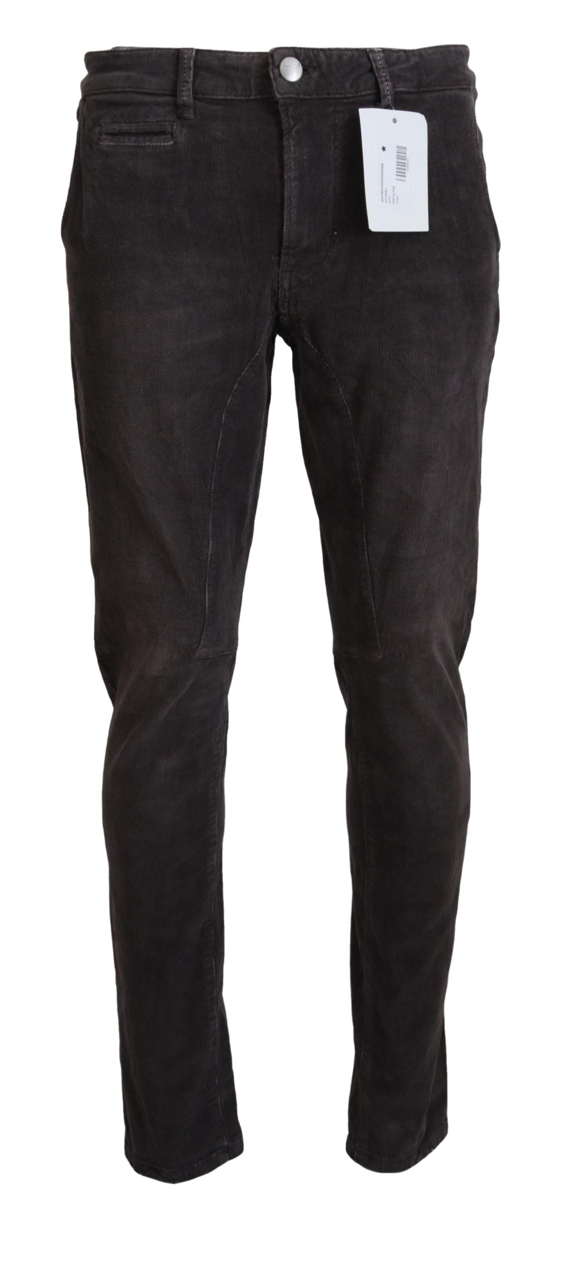 Acht Brown Cotton Straight Fit Men Casual Pants Acht