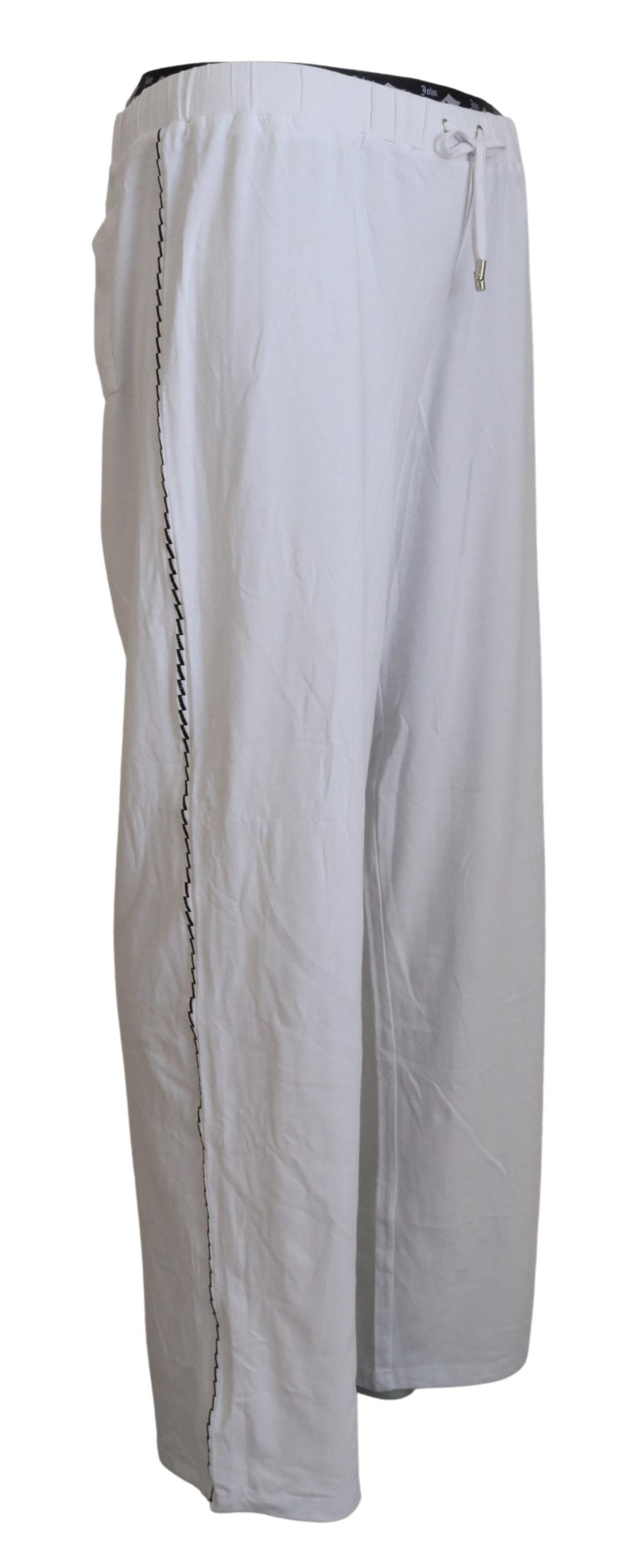 John Galliano White Cotton Logo Loose Men Pants John Galliano