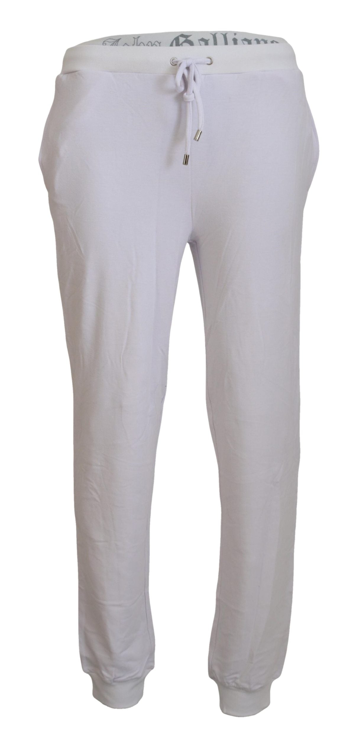 John Galliano White Cotton Logo Mens Jogger Pants John Galliano