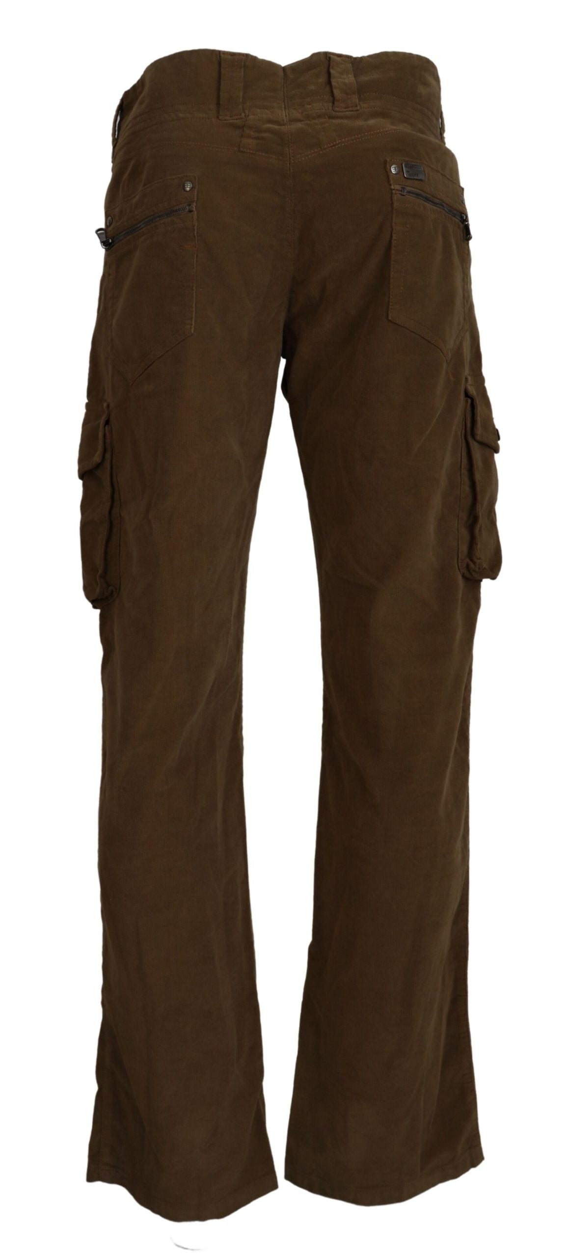 Ermanno Scervino Brown Cotton Corduroy Cargo Pants Ermanno Scervino