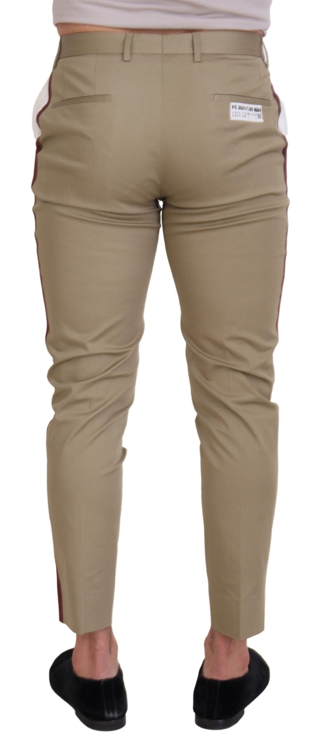 Dolce & Gabbana White Brown Slim Fit Chino Pants Dolce & Gabbana