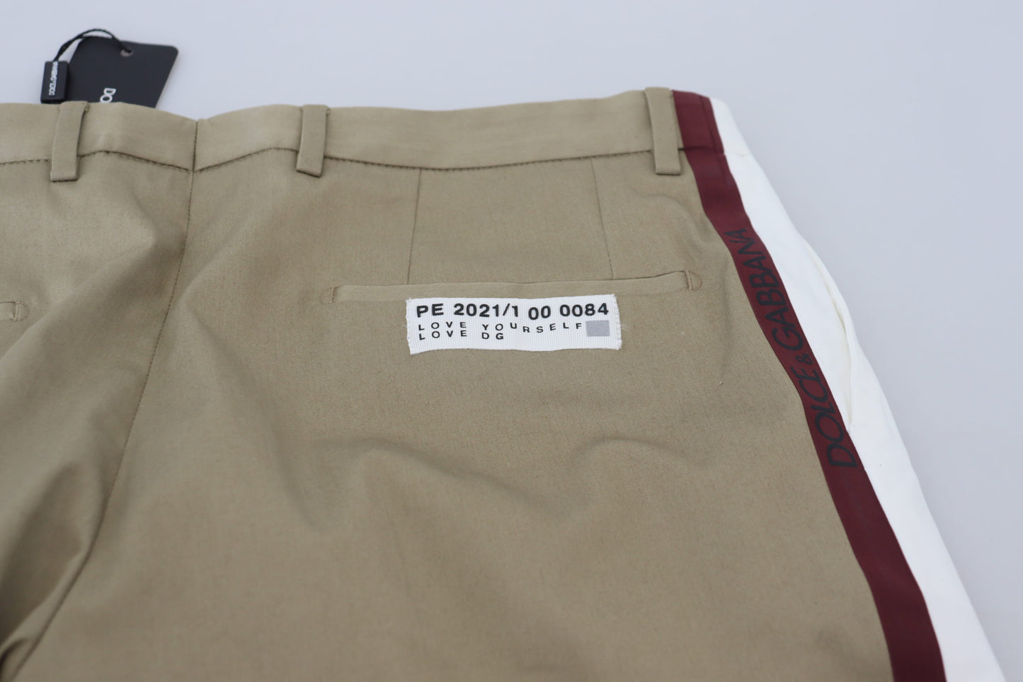 Dolce & Gabbana White Brown Slim Fit Chino Pants Dolce & Gabbana